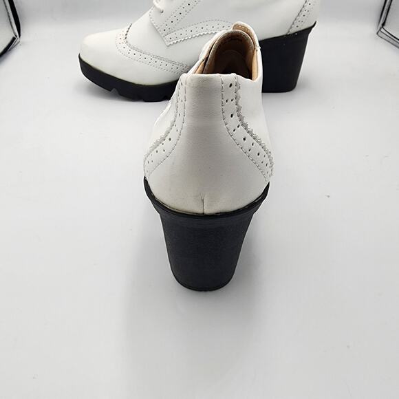 White‎ block Heal lace tie Oxford Shoes by Dadawen Ladies size 10.5 NWT - Picture 5 of 16
